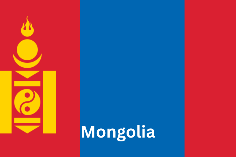 Flag of Mongolia flying next to a directory of Mongolian newspapers and magazines online.